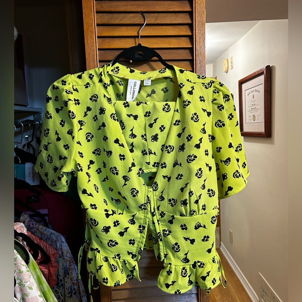 Floral Print Lime Green Top
